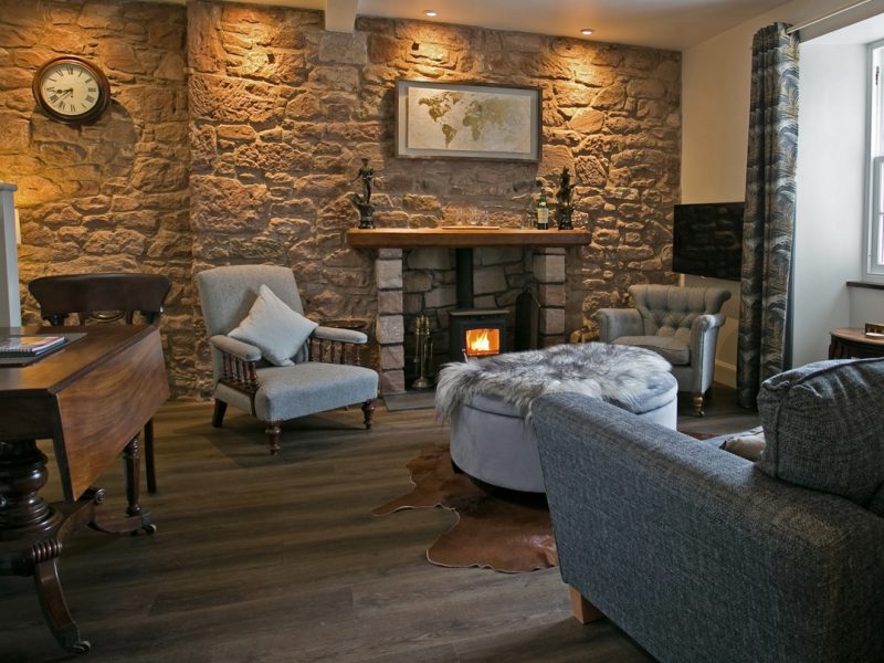 Cosy living room with wood burning stove